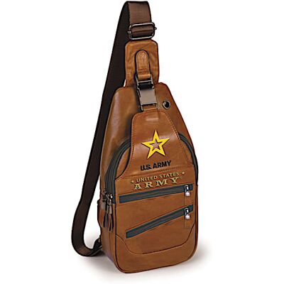 The Bradford Exchange Army Faux Leather Crossbody Sling Bag With Embroidered Patch The Bradford Exchange Army Faux Leather Crossbody Sling Bag With Embroidered Patch
