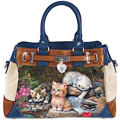 The Bradford Exchange Jrgen Scholz Playful Kittens Faux Leather Handbag The Bradford Exchange Jrgen Scholz Playful Kittens Faux Leather Handbag