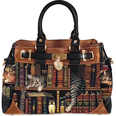 The Bradford Exchange Charles Wysocki Cat Art Faux Leather Handbag The Bradford Exchange Charles Wysocki Cat Art Faux Leather Handbag