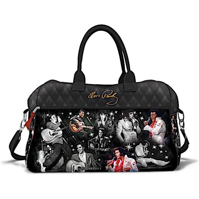 The Bradford Exchange Elvis Through The Years Quilted Weekender Bag The Bradford Exchange Elvis Through The Years Quilted Weekender Bag