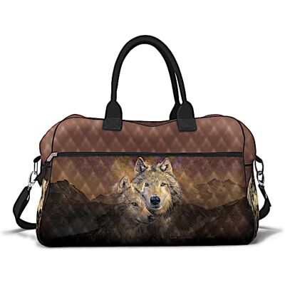 The Bradford Exchange Lucie Bilodeau Wolves Quilted Weekender Bag The Bradford Exchange Lucie Bilodeau Wolves Quilted Weekender Bag