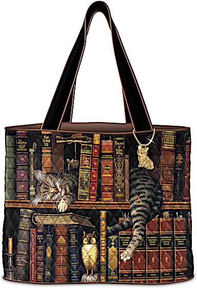 The Bradford Exchange Charles Wysocki Purrfect Tales Women's Quilted Tote Bag