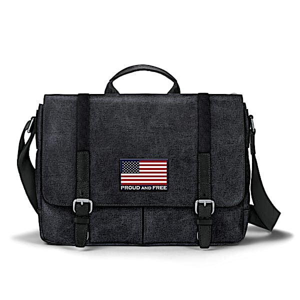 The Bradford Exchange American Flag Canvas Messenger Bag With Applique Patch