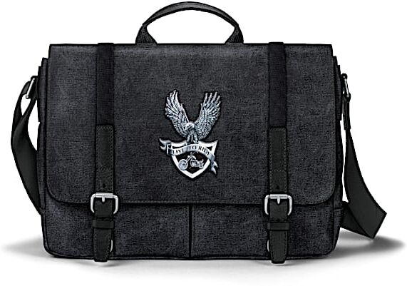 The Bradford Exchange Live To Ride Men's Black Washed Canvas Messenger Bag