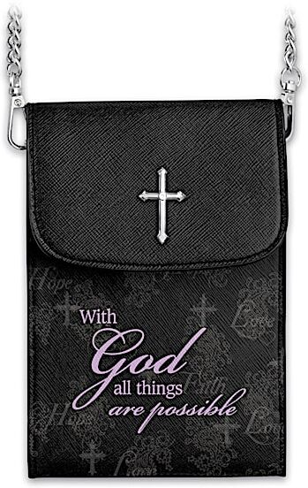 The Bradford Exchange With God All Things Are Possible Crossbody Cell Phone Bag