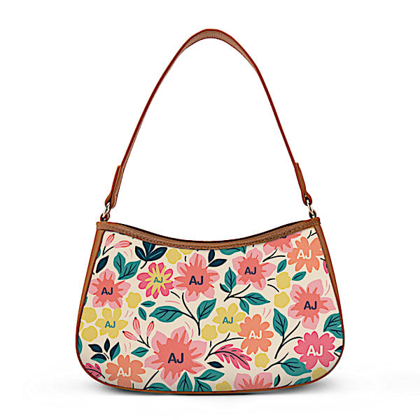 The Bradford Exchange The Beauty In You Personalized Floral Baguette Handbag