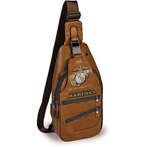 The Bradford Exchange USMC Faux Leather Crossbody Sling Bag With Embroidered Patch