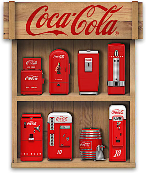 The Hamilton Collection Mini COKE Vending Machine Sculptures With Display Case