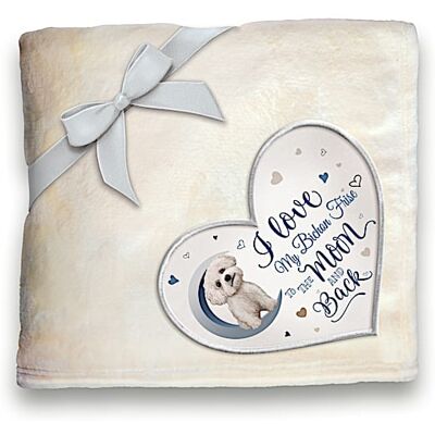 The Bradford Exchange Bichon Frise Plush Blanket With Heart-Shaped Applique The Bradford Exchange Bichon Frise Plush Blanket With Heart-Shaped Applique