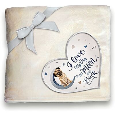 The Bradford Exchange Pug Plush Blanket With Heart-Shaped Applique The Bradford Exchange Pug Plush Blanket With Heart-Shaped Applique