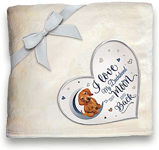 The Bradford Exchange Dachshund Plush Blanket With Heart-Shaped Applique