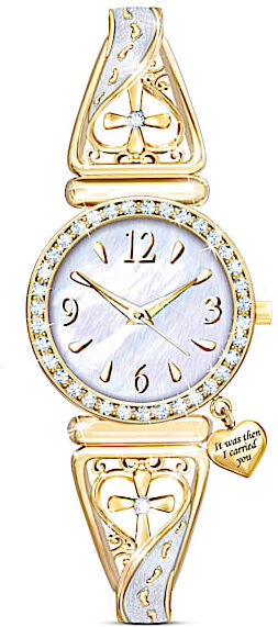 The Bradford Exchange Women's Religious Watch with Crystals: Bradford Exchange: Footprints of Faith