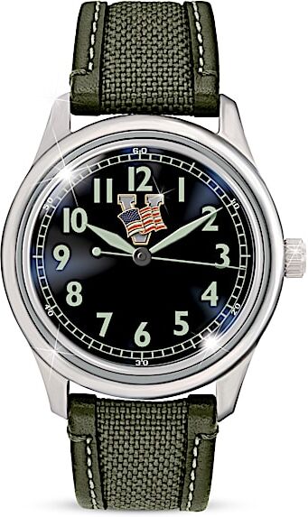 The Bradford Exchange WW2 Victory Men's Watch With Glow-In-The-Dark Dial