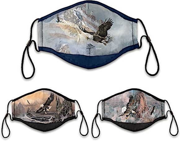 The Bradford Exchange 3 Ted Blaylock Eagle Art Adult Face Masks