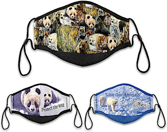 The Bradford Exchange 3 John Seerey-Lester Wildlife Art Adult Face Masks