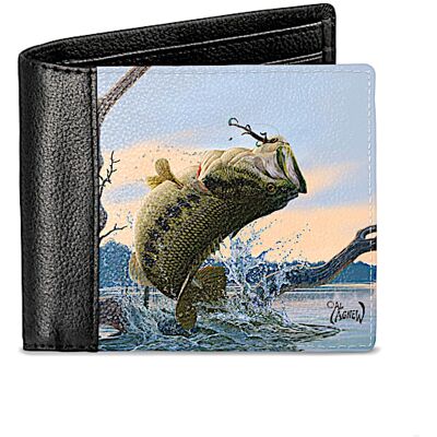 The Bradford Exchange Al Agnew Bass Fishing Men's RFID Blocking Leather Wallet The Bradford Exchange Al Agnew Bass Fishing Men's RFID Blocking Leather Wallet
