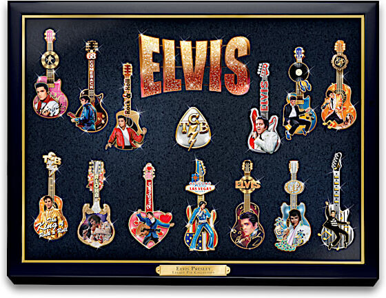 The Bradford Exchange Elvis Presley Legacy Pin Collection With Display Case