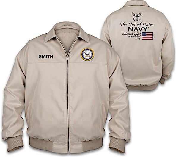 The Bradford Exchange U.S. Navy Men's Windbreaker Jacket Personalized With Name