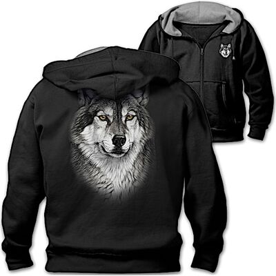 The Bradford Exchange Hoodie: Al Agnew Wolf Men's Hoodie The Bradford Exchange Hoodie: Al Agnew Wolf Men's Hoodie