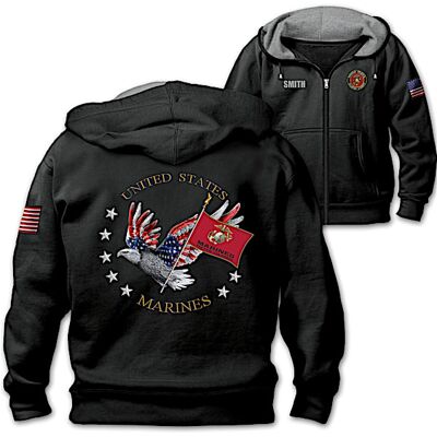 The Bradford Exchange USMC Pride Personalized Men's Easy-Care Comfort Knit Hoodie The Bradford Exchange USMC Pride Personalized Men's Easy-Care Comfort Knit Hoodie