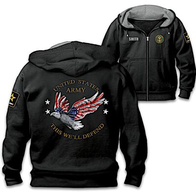 The Bradford Exchange Army Pride Personalized Men's Easy-Care Comfort Knit Hoodie The Bradford Exchange Army Pride Personalized Men's Easy-Care Comfort Knit Hoodie