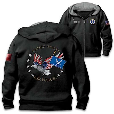 The Bradford Exchange Air Force Pride Personalized Men's Easy-Care Comfort Knit Hoodie The Bradford Exchange Air Force Pride Personalized Men's Easy-Care Comfort Knit Hoodie