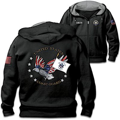 The Bradford Exchange U.S. Coast Guard Pride Personalized Men's Knit Hoodie The Bradford Exchange U.S. Coast Guard Pride Personalized Men's Knit Hoodie