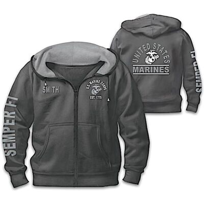 The Bradford Exchange Ready At The Reveille USMC Personalized Men's Hoodie The Bradford Exchange Ready At The Reveille USMC Personalized Men's Hoodie