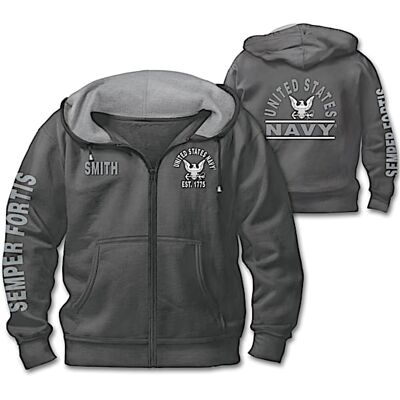 The Bradford Exchange Ready At The Reveille Navy Personalized Men's Hoodie The Bradford Exchange Ready At The Reveille Navy Personalized Men's Hoodie