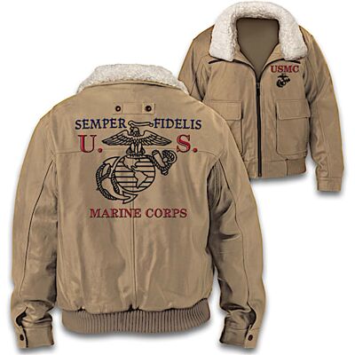The Bradford Exchange USMC Semper Fidelis Men's Twill Bomber Jacket The Bradford Exchange USMC Semper Fidelis Men's Twill Bomber Jacket