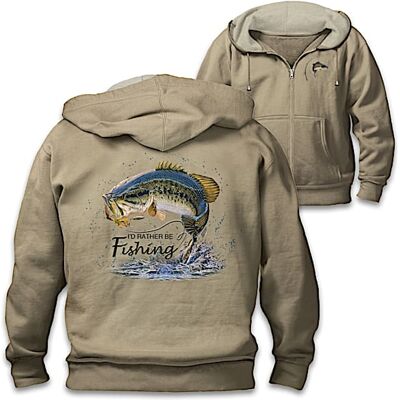 The Bradford Exchange Al Agnew Fish On! Full-Zip Men's Hoodie With Sentiment The Bradford Exchange Al Agnew Fish On! Full-Zip Men's Hoodie With Sentiment