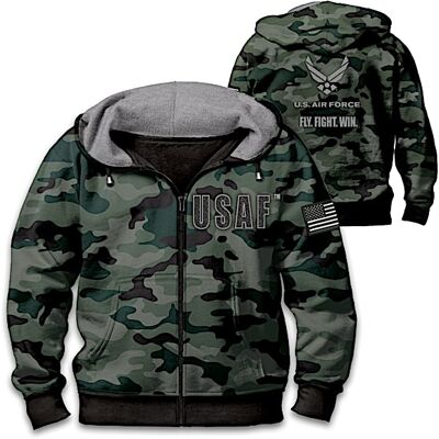 The Bradford Exchange U.S. Air Force Cotton Blend Full-Zip Men's Camo Hoodie The Bradford Exchange U.S. Air Force Cotton Blend Full-Zip Men's Camo Hoodie
