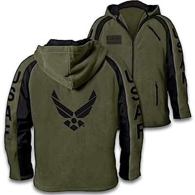 The Bradford Exchange Air Force Pride Men's Front-Zip Hooded Fleece Jacket The Bradford Exchange Air Force Pride Men's Front-Zip Hooded Fleece Jacket