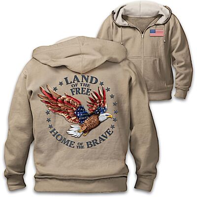 The Bradford Exchange Land Of The Free Patriotic Men's Front-Zip Hoodie The Bradford Exchange Land Of The Free Patriotic Men's Front-Zip Hoodie