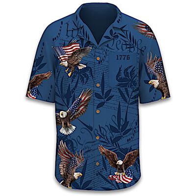 The Bradford Exchange We The People Patriotic Men's Hawaiian-Style Shirt The Bradford Exchange We The People Patriotic Men's Hawaiian-Style Shirt
