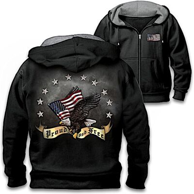 The Bradford Exchange Proud And Free Men's Front-Zip Hoodie The Bradford Exchange Proud And Free Men's Front-Zip Hoodie