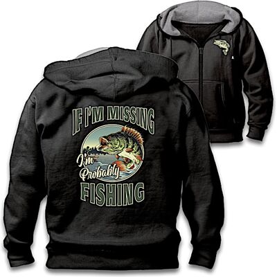 The Bradford Exchange Gone Fishing Men's Full-Zip Hoodie The Bradford Exchange Gone Fishing Men's Full-Zip Hoodie
