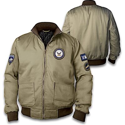 The Bradford Exchange U.S. Navy Men's Twill Bomber Jacket With 4 Patches The Bradford Exchange U.S. Navy Men's Twill Bomber Jacket With 4 Patches