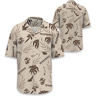 The Bradford Exchange U.S. Marines Pride Men's Hawaiian Shirt With The USMC Emblem The Bradford Exchange U.S. Marines Pride Men's Hawaiian Shirt With The USMC Emblem