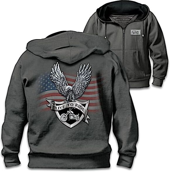 The Bradford Exchange Biker's Blessing Hoodie With Patriotic Biker Art And Motto