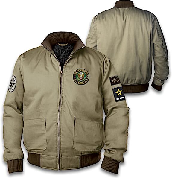 The Bradford Exchange U.S. Army Men's Twill Bomber Jacket With 4 Patches