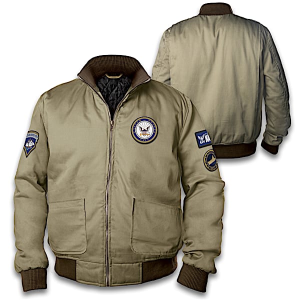 The Bradford Exchange U.S. Navy Men's Twill Bomber Jacket With 4 Patches