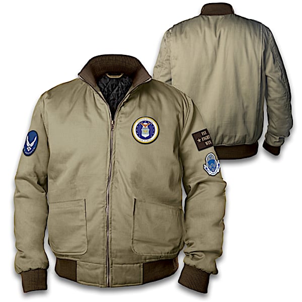 The Bradford Exchange U.S. Air Force Men's Twill Bomber Jacket With 4 Patches