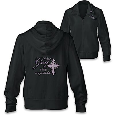 The Bradford Exchange With God, All Things Are Possible Women's Religious Front-Zip Hoodie The Bradford Exchange With God, All Things Are Possible Women's Religious Front-Zip Hoodie