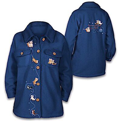 The Bradford Exchange Women's Sherpa Fleece Jacket With Jrgen Scholz Cat Art The Bradford Exchange Women's Sherpa Fleece Jacket With Jrgen Scholz Cat Art