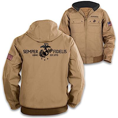 The Bradford Exchange U.S. Marines Canvas Jacket With Embroidered Emblem The Bradford Exchange U.S. Marines Canvas Jacket With Embroidered Emblem