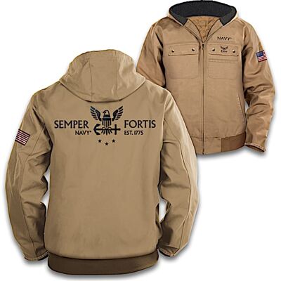 The Bradford Exchange U.S. Navy Canvas Jacket With Embroidered Emblem The Bradford Exchange U.S. Navy Canvas Jacket With Embroidered Emblem