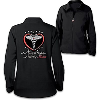The Bradford Exchange Women's Fleece Jacket Honoring Nurses With Caduceus Artwork The Bradford Exchange Women's Fleece Jacket Honoring Nurses With Caduceus Artwork