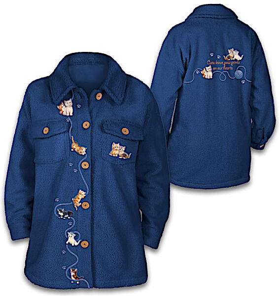 The Bradford Exchange Women's Sherpa Fleece Jacket With Jrgen Scholz Cat Art