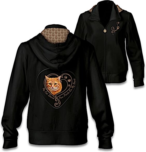 The Bradford Exchange Paw Prints On My Heart Hoodie: Choose Your Cat Portrait